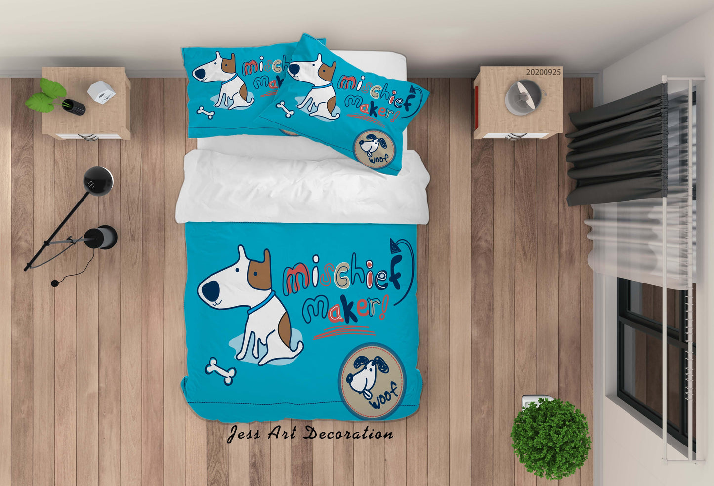 3D Cartoon Animal Dog Pattern Quilt Cover Set Bedding Set Duvet Cover Pillowcases WJ 6498