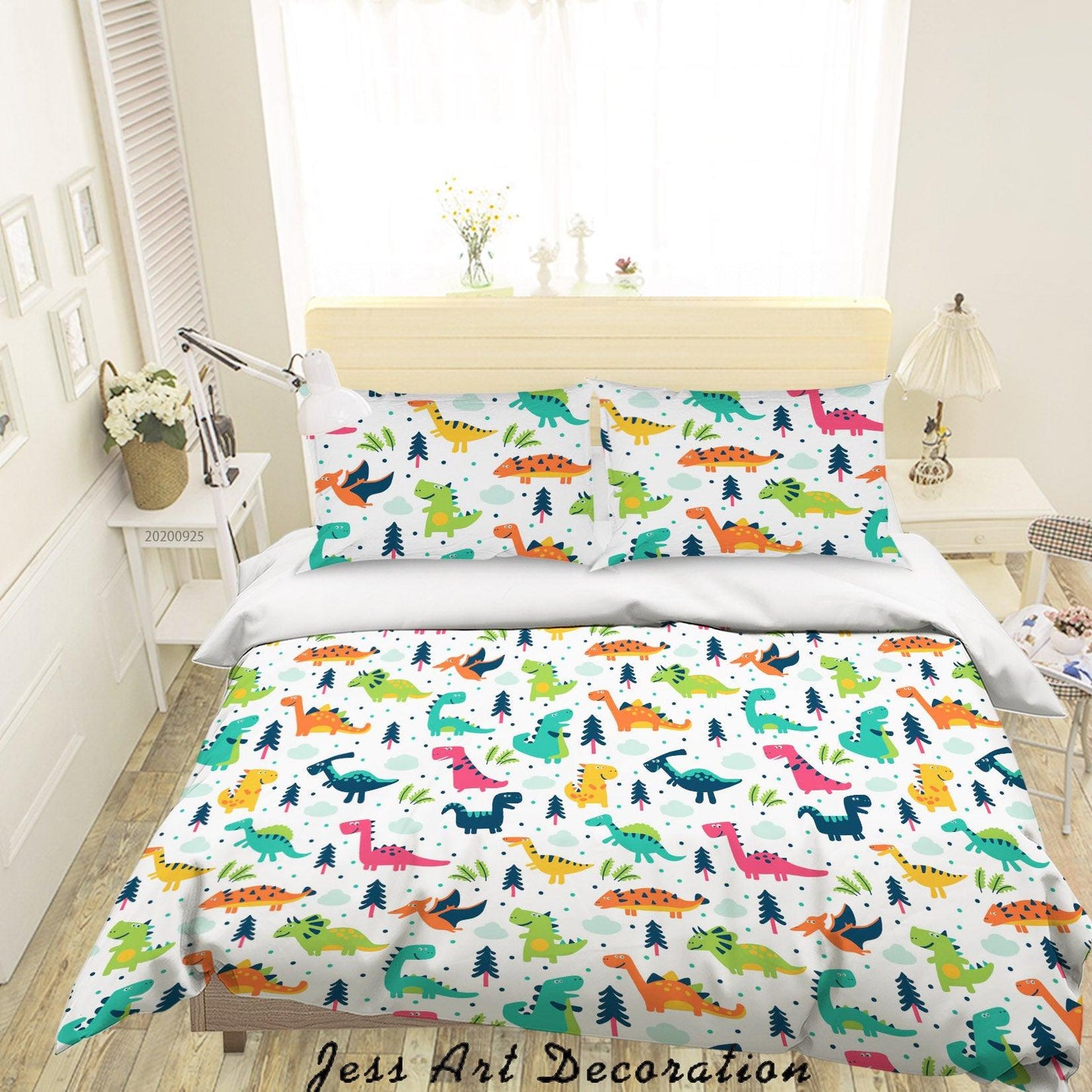 3D Cartoon Animal Dinosaur Pattern Quilt Cover Set Bedding Set Duvet Cover Pillowcases WJ 6433