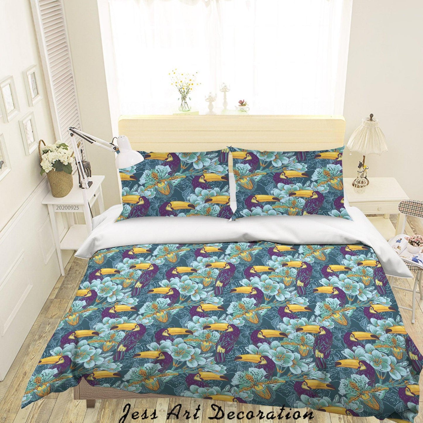 3D Cartoon Animal Floral Bird Pattern Quilt Cover Set Bedding Set Duvet Cover Pillowcases WJ 6417