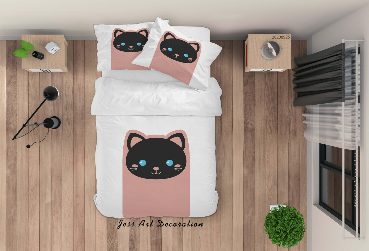 3D Cartoon Animal Cat Pattern Quilt Cover Set Bedding Set Duvet Cover Pillowcases WJ 6475