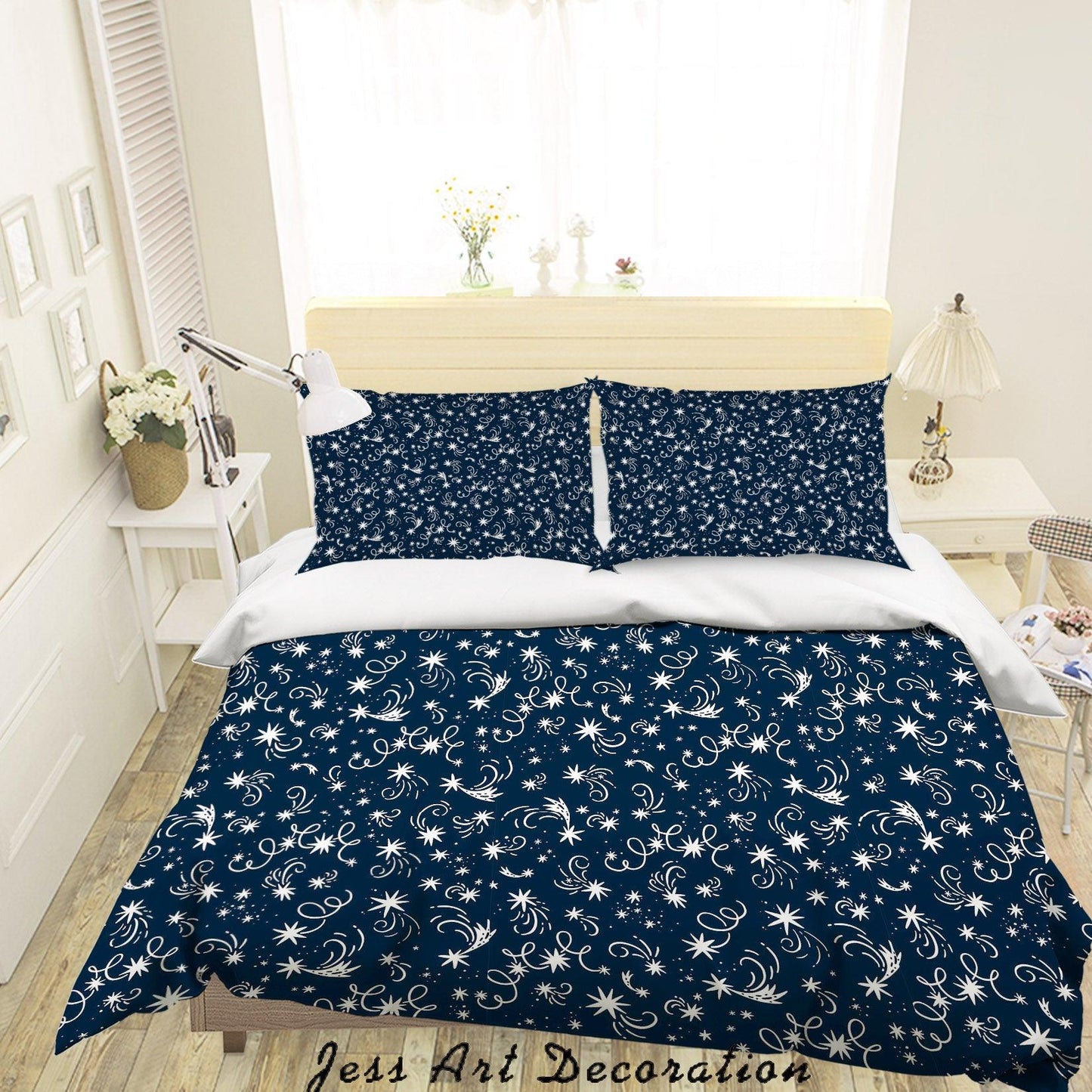 3D Blue Star Quilt Cover Set Bedding Set Duvet Cover Pillowcases SF99