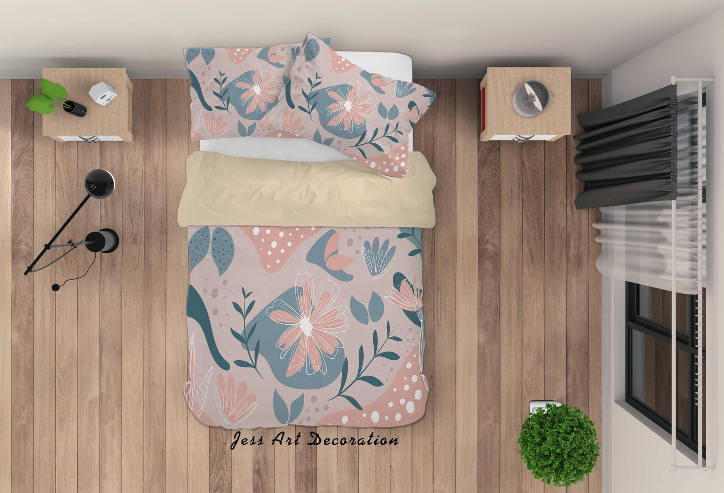 3D Cartoon Floral Leaf Quilt Cover Set Bedding Set Duvet Cover Pillowcases A020 LQH