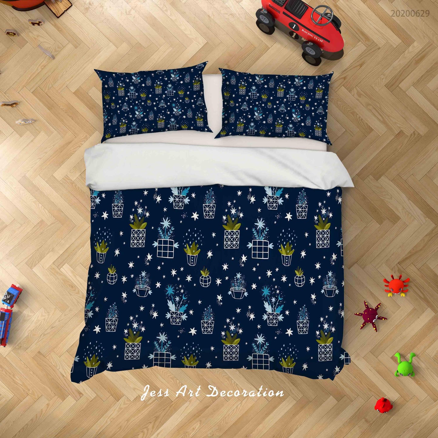 3D Blue Star Potted Plants Floral Quilt Cover Set Bedding Set Duvet Cover Pillowcases SF65