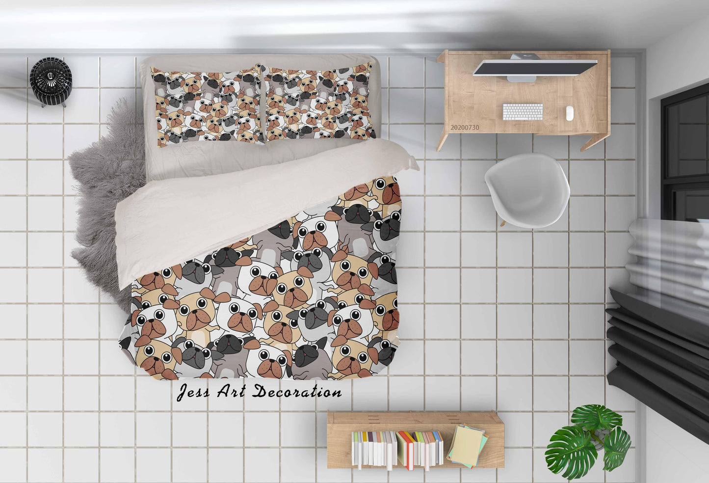 3D Cartoon Pug Quilt Cover Set Bedding Set Duvet Cover Pillowcases LXL 53