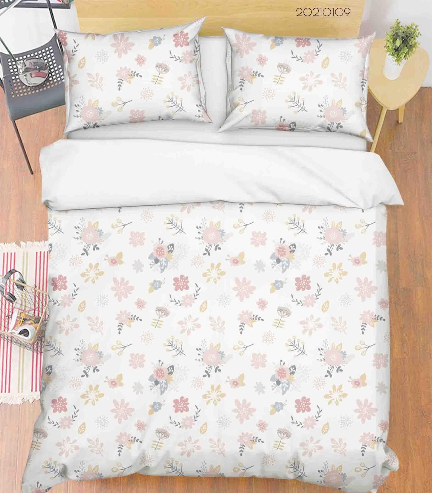 3D Cartoon Pink Floral Pattern Quilt Cover Set Bedding Set Duvet Cover Pillowcases 21 LQH