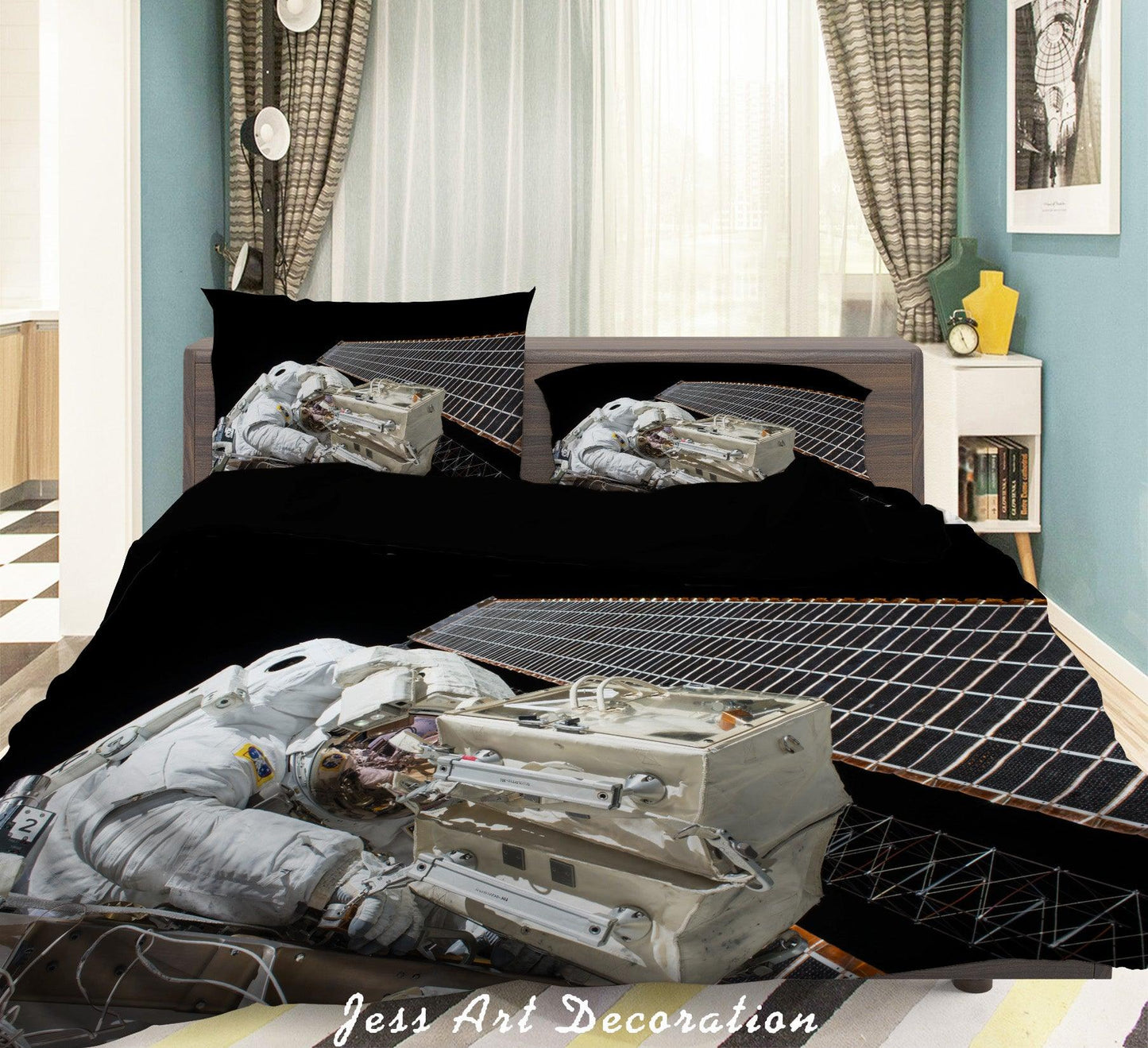 3D Astronaut Space Station Quilt Cover Set Bedding Set Duvet Cover Pillowcases A168 LQH