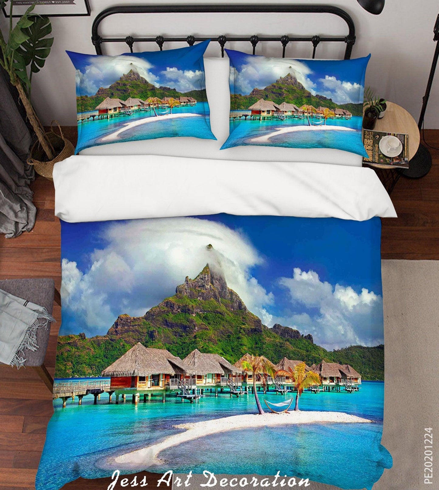 3D Blue Sky White Cloud Mountain Landscape Sea Quilt Cover Set Bedding Set Duvet Cover Pillowcases 123 LQH