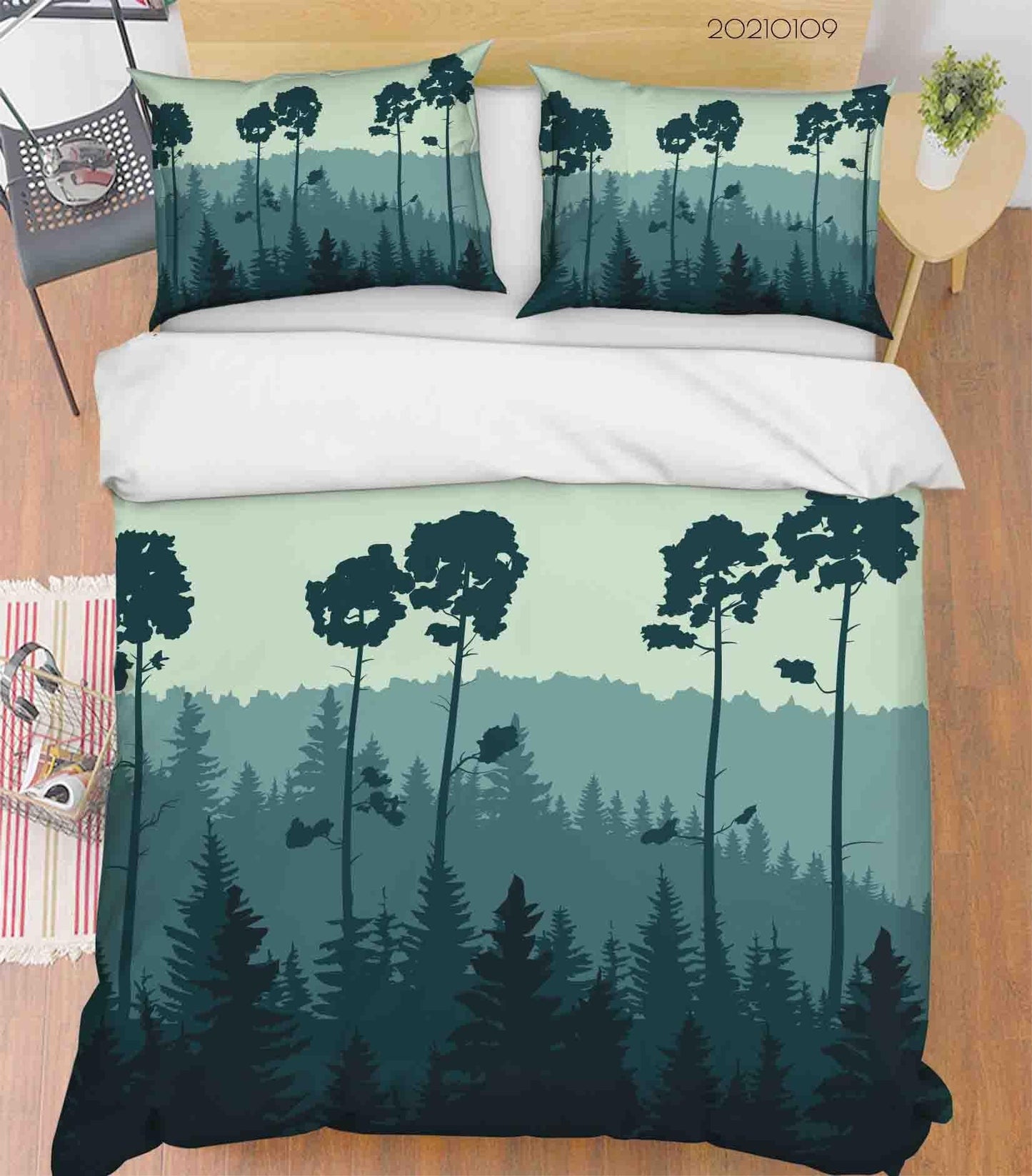 3D Cartoon Green Forest Quilt Cover Set Bedding Set Duvet Cover Pillowcases 13 LQH