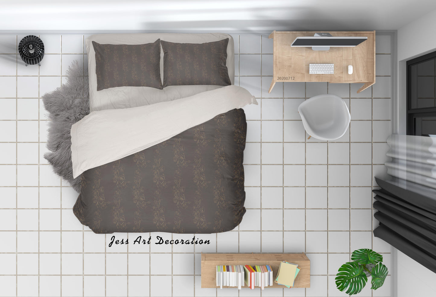 3D Abstract Vintage Gray Line Floral Pattern Quilt Cover Set Bedding Set Duvet Cover Pillowcases WJ 4102