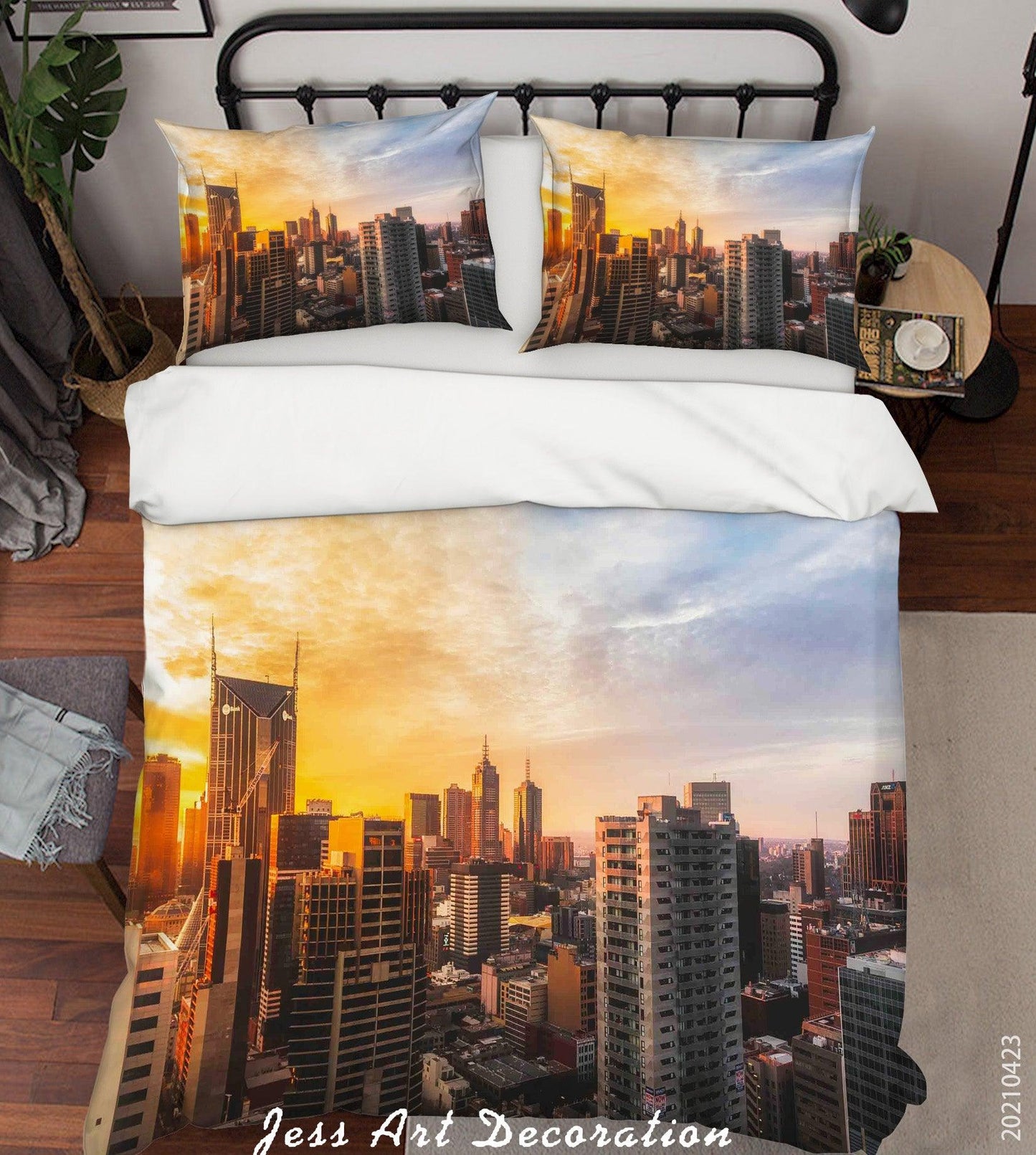 3D Architecture Sunset Sky City Quilt Cover Set Bedding Set Duvet Cover Pillowcases 117