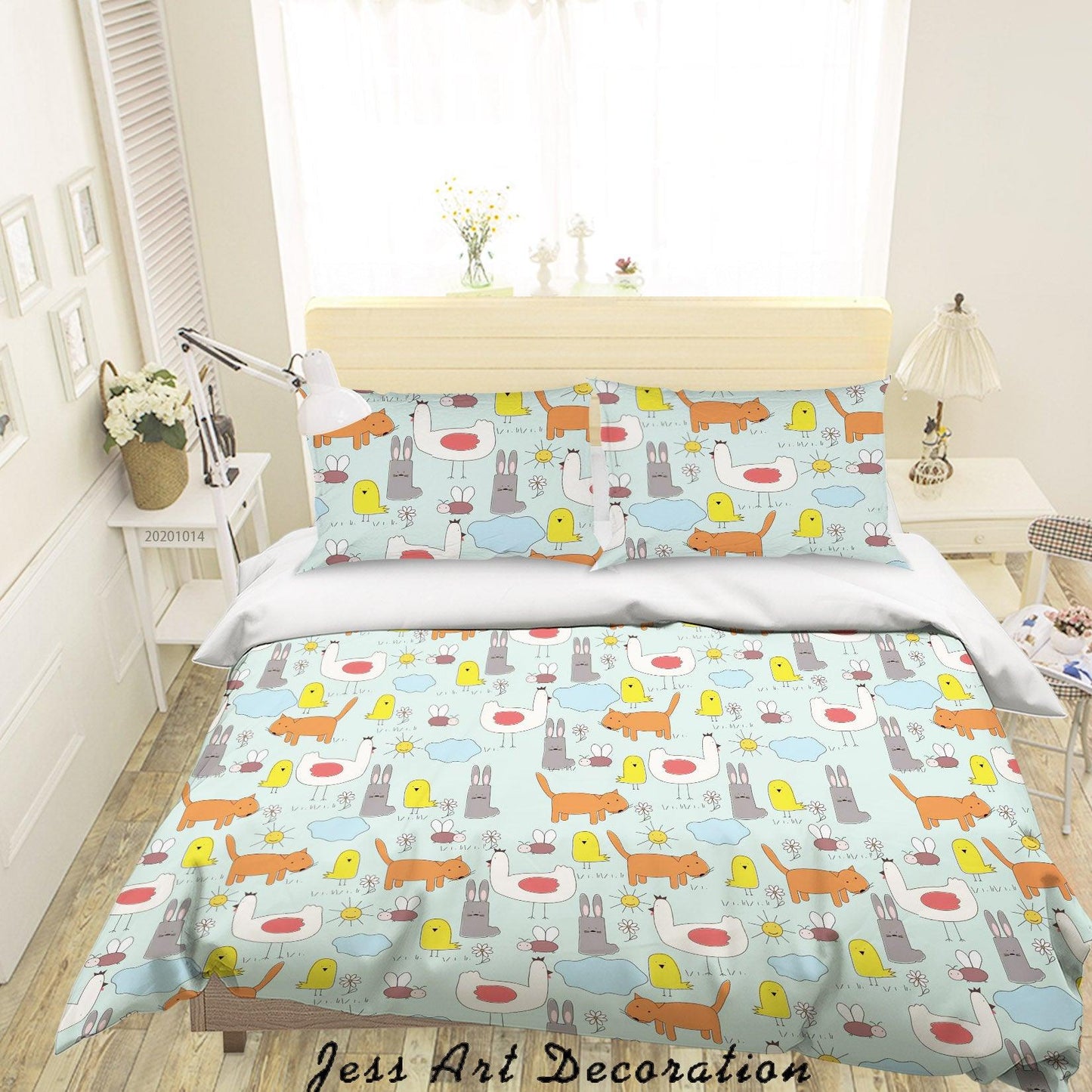 3D Cartoon Animal Birds Foxs Pattern Quilt Cover Set Bedding Set Duvet Cover Pillowcases WJ 9697
