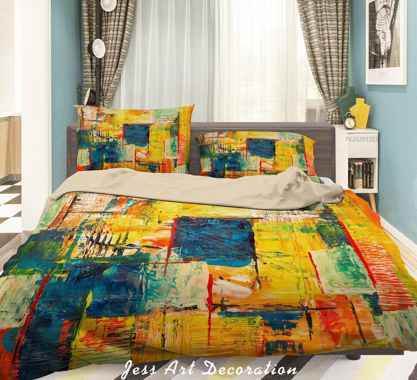 3D Abstract Orange Graffiti Quilt Cover Set Bedding Set Duvet Cover Pillowcases 47