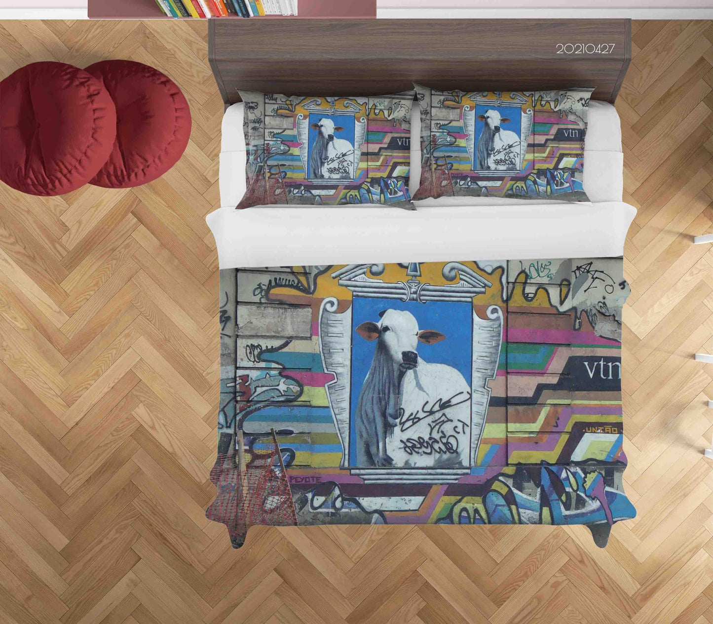 3D Abstract Colored Street Graffiti Quilt Cover Set Bedding Set Duvet Cover Pillowcases 132