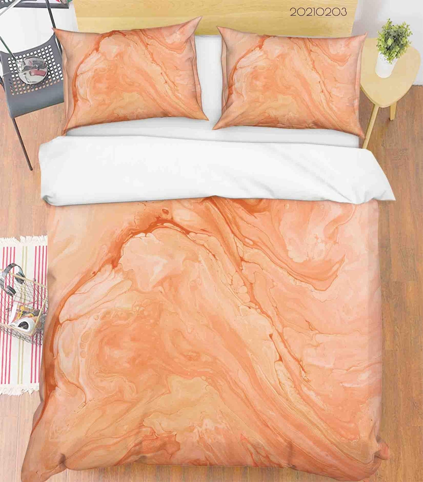 3D Abstract Orange Marble Texture Quilt Cover Set Bedding Set Duvet Cover Pillowcases 50