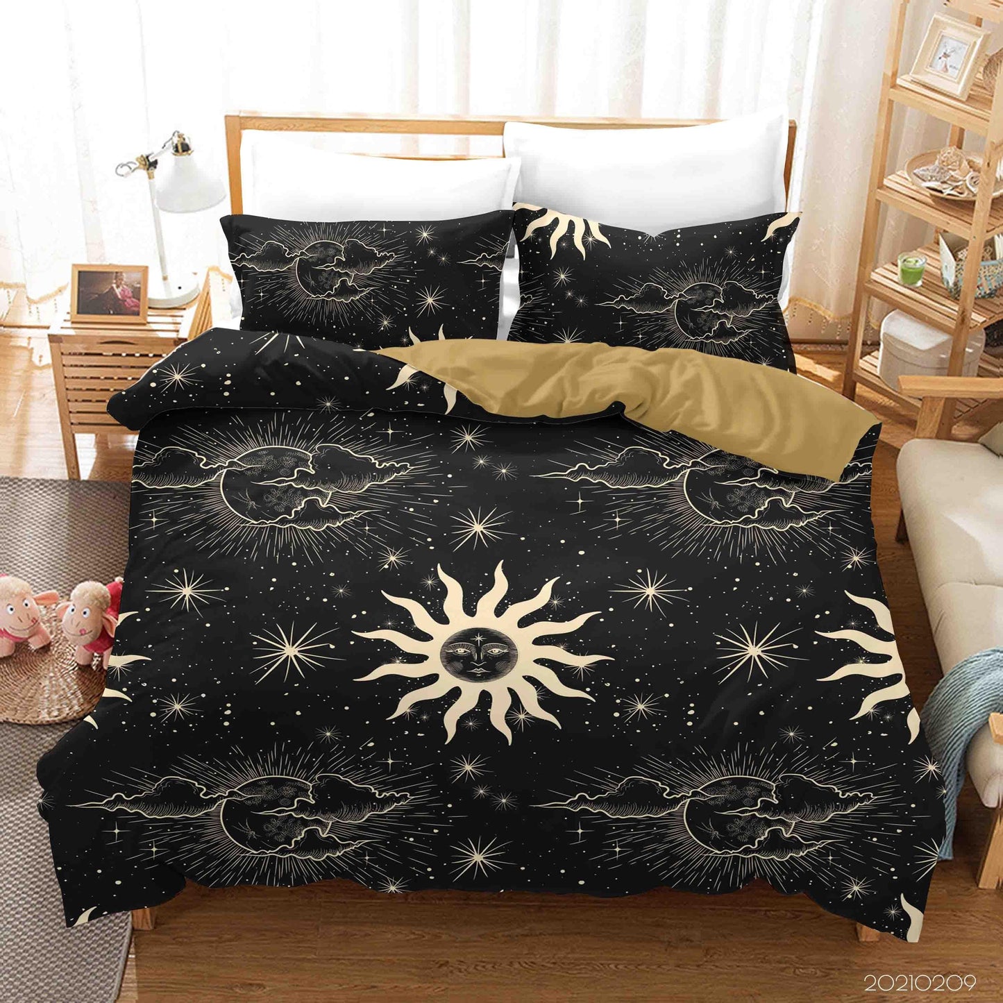 3D Black Space Sun Cloud Quilt Cover Set Bedding Set Duvet Cover Pillowcases 40