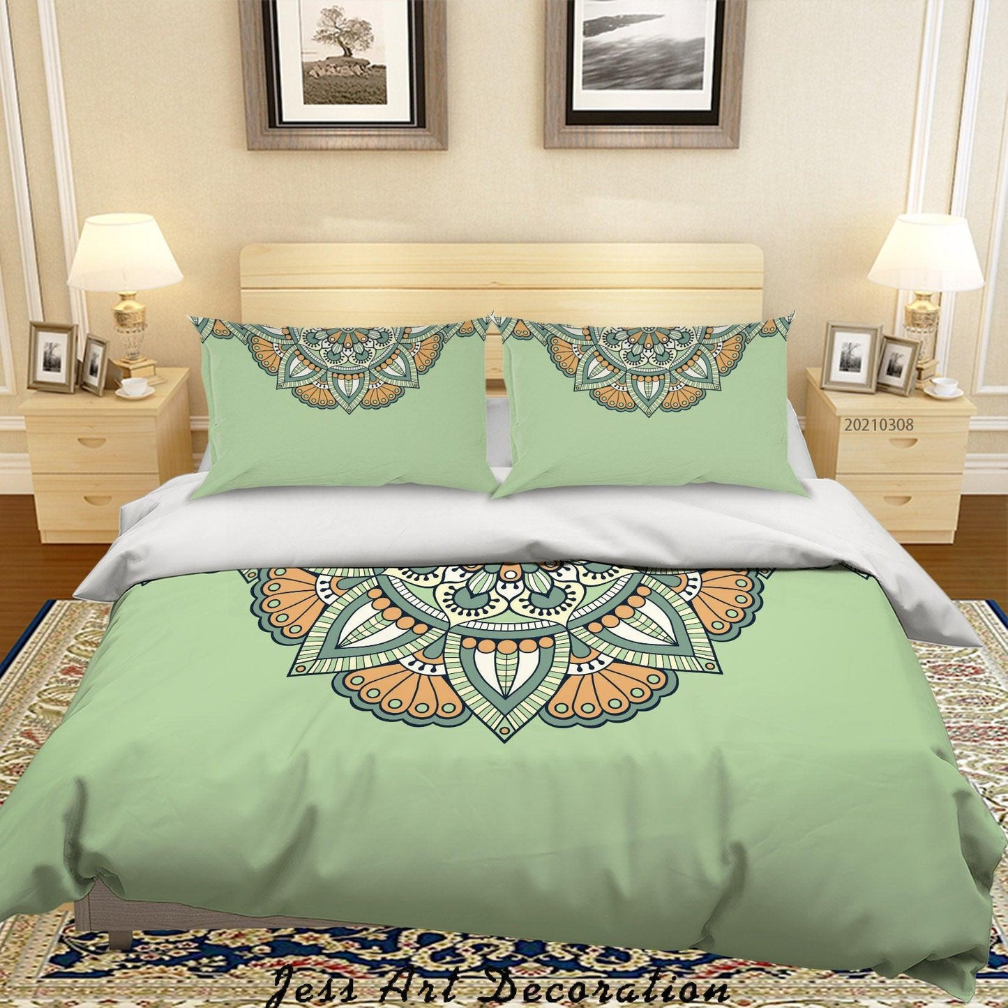 3D Abstract Green Floral Quilt Cover Set Bedding Set Duvet Cover Pillowcases 305