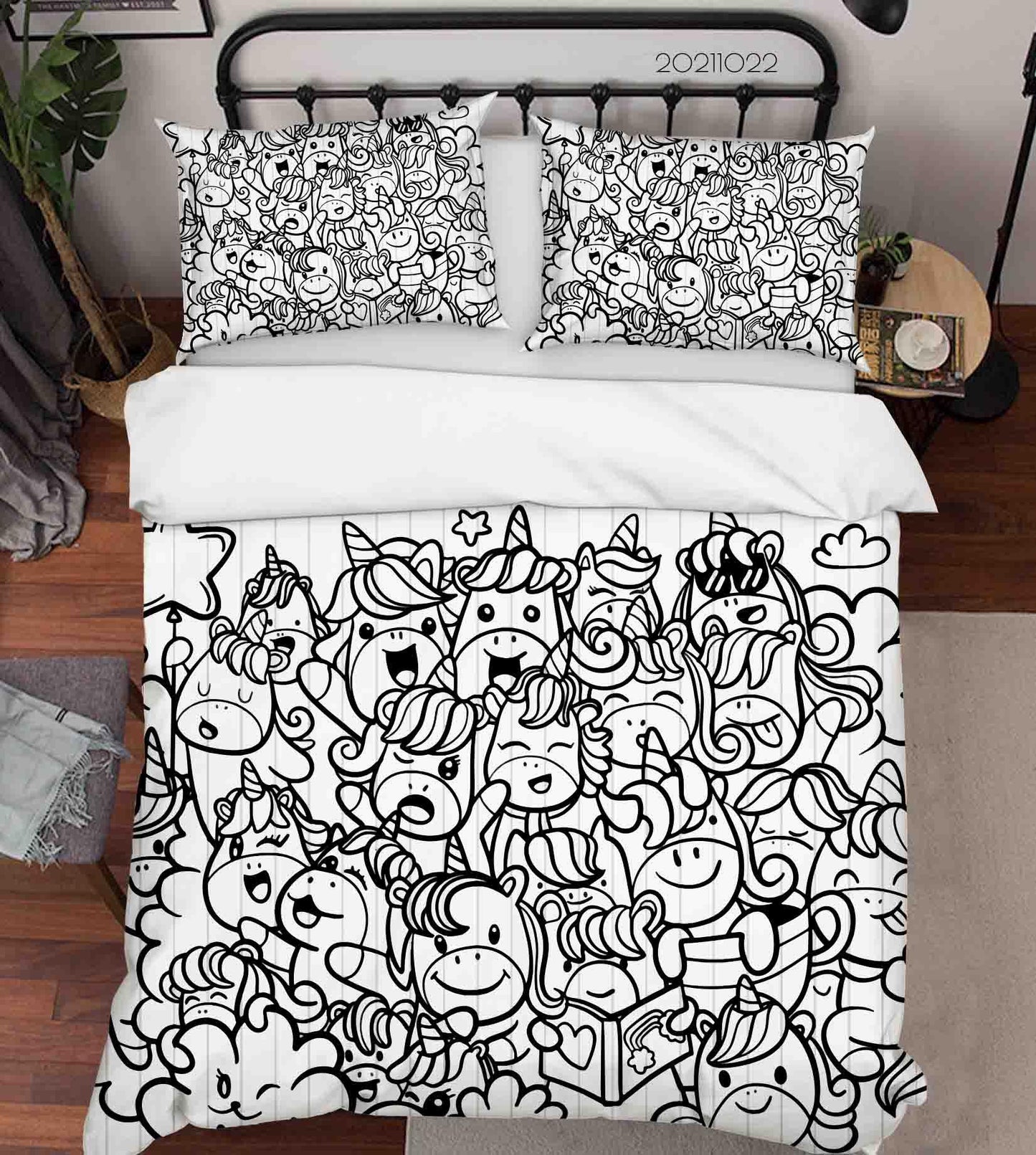 3D Abstract Animal Unicorn Graffiti Quilt Cover Set Bedding Set Duvet Cover Pillowcases 22