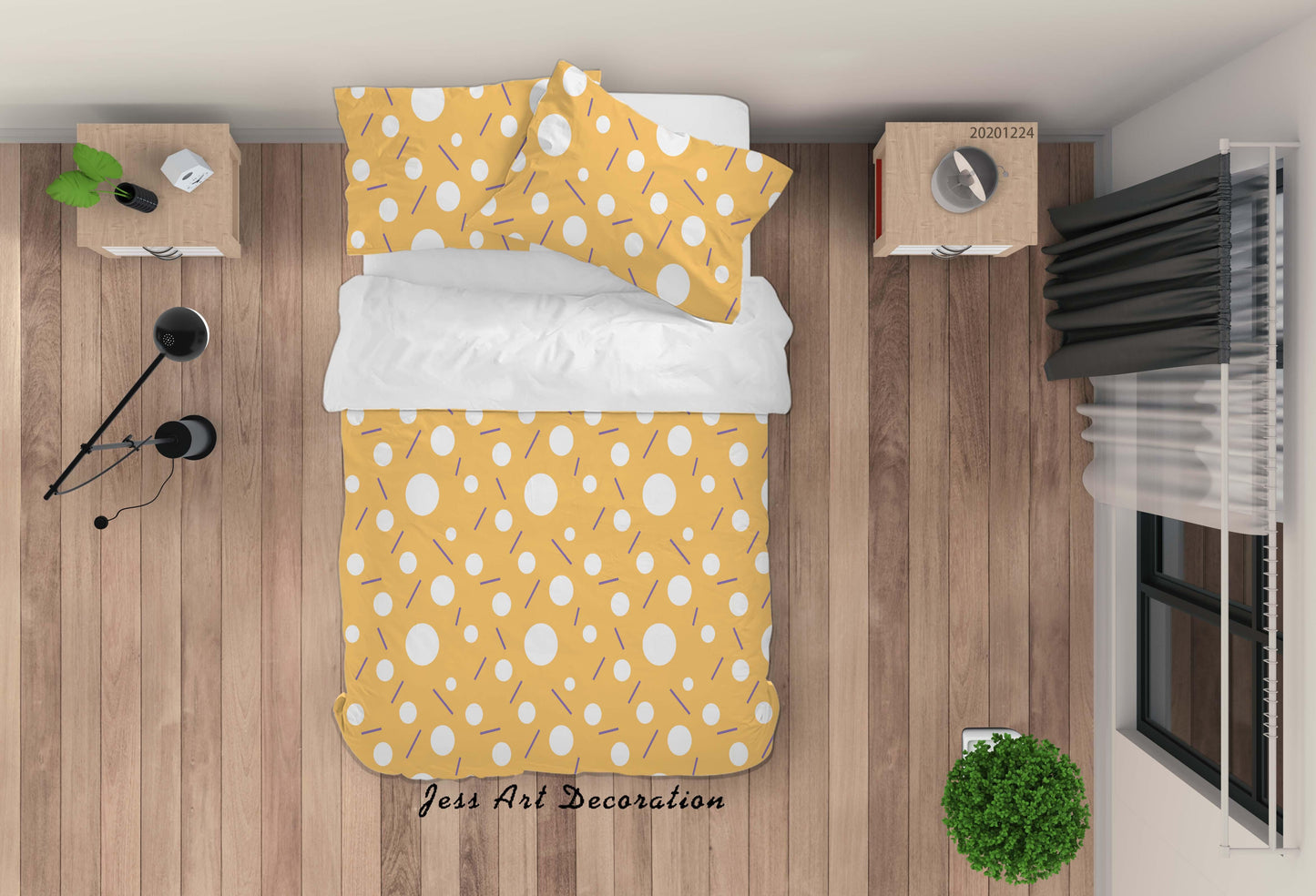 3D Abstract Yellow Geometric Pattern Quilt Cover Set Bedding Set Duvet Cover Pillowcases 80 LQH
