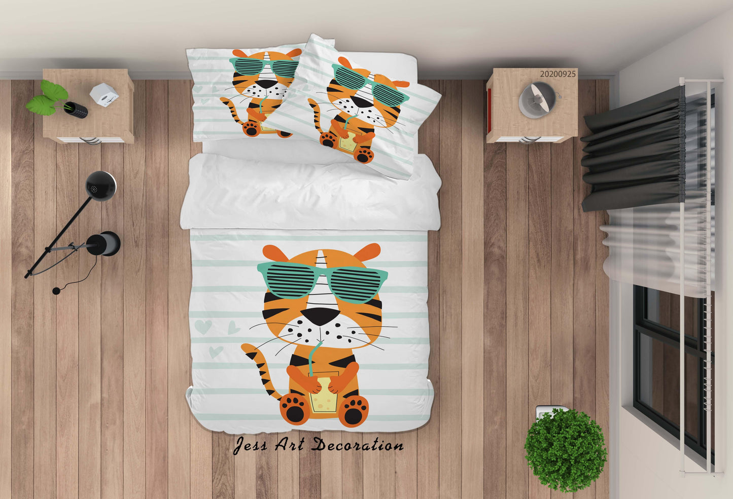 3D Cartoon Animal Tiger Pattern Quilt Cover Set Bedding Set Duvet Cover Pillowcases WJ 6488