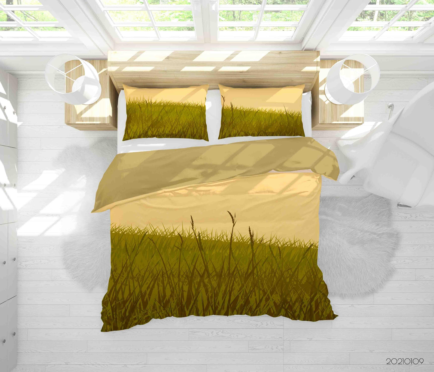 3D Cartoon Green Grass Quilt Cover Set Bedding Set Duvet Cover Pillowcases 40 LQH