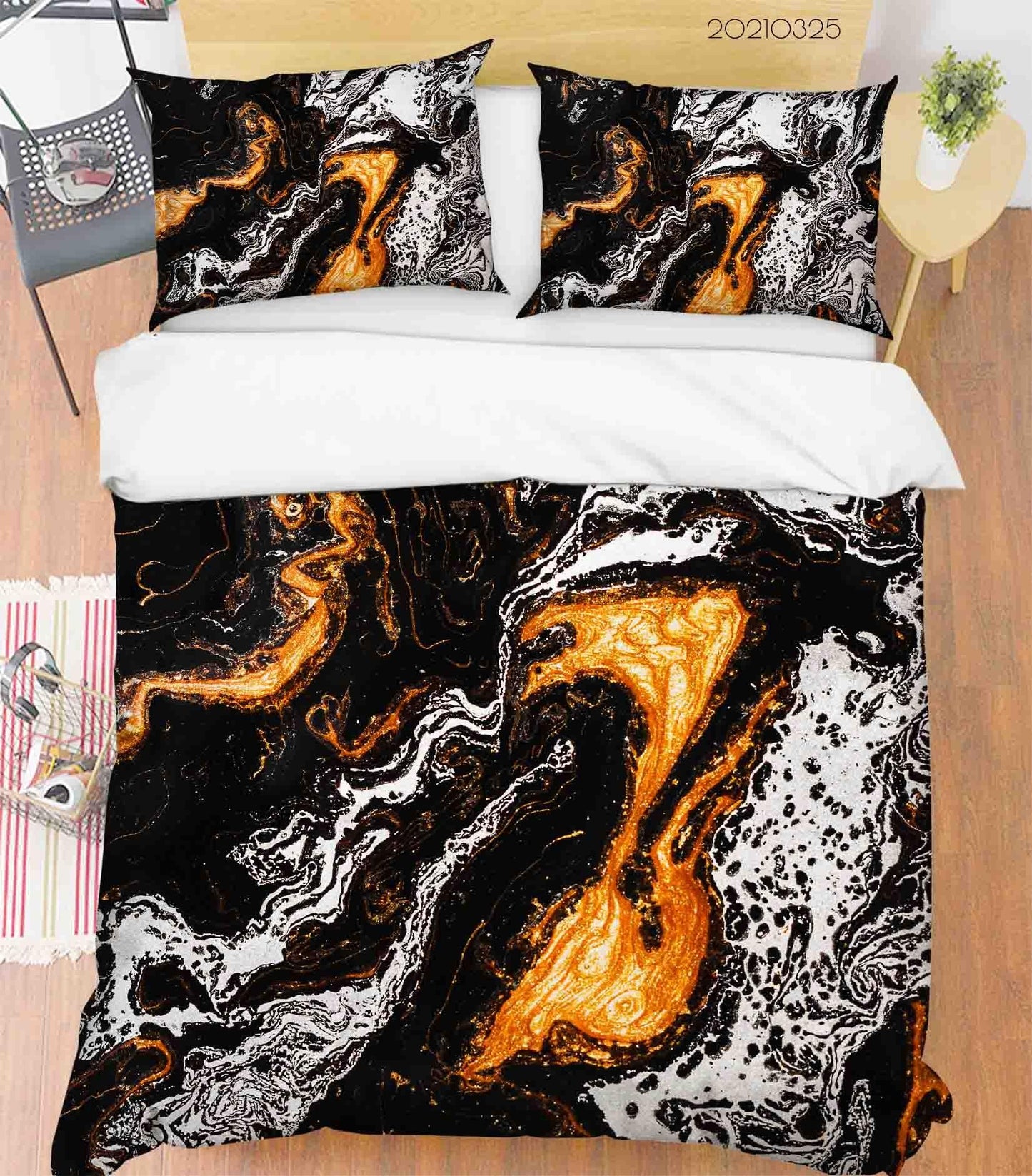 3D Abstract Black Marble Quilt Cover Set Bedding Set Duvet Cover Pillowcases 276
