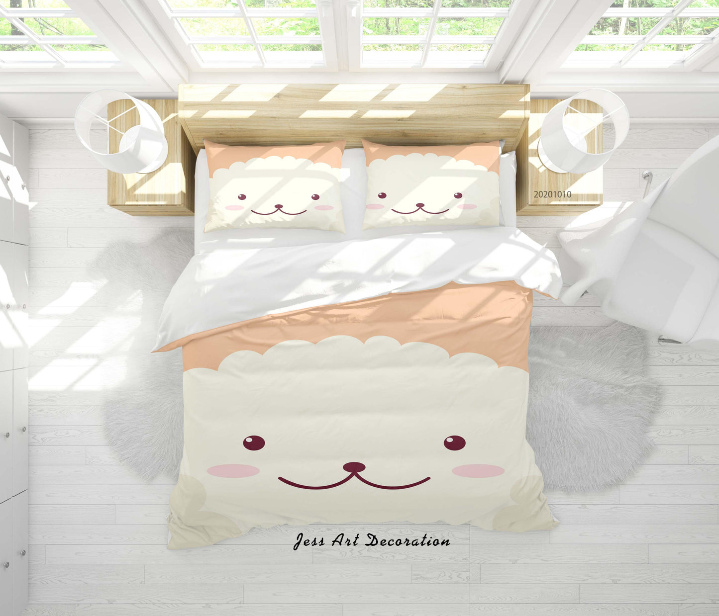 3D Cartoon Cute Animal Teddy Dog Quilt Cover Set Bedding Set Duvet Cover Pillowcases WJ 9548