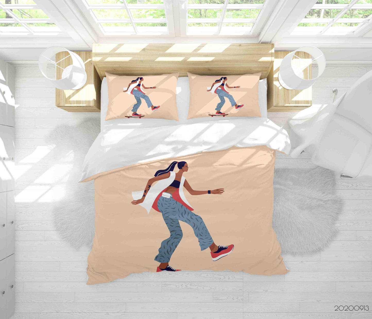 3D Beautiful Girl Card Flat Style Quilt Cover Set Bedding Set Duvet Cover Pillowcases WJ 1811