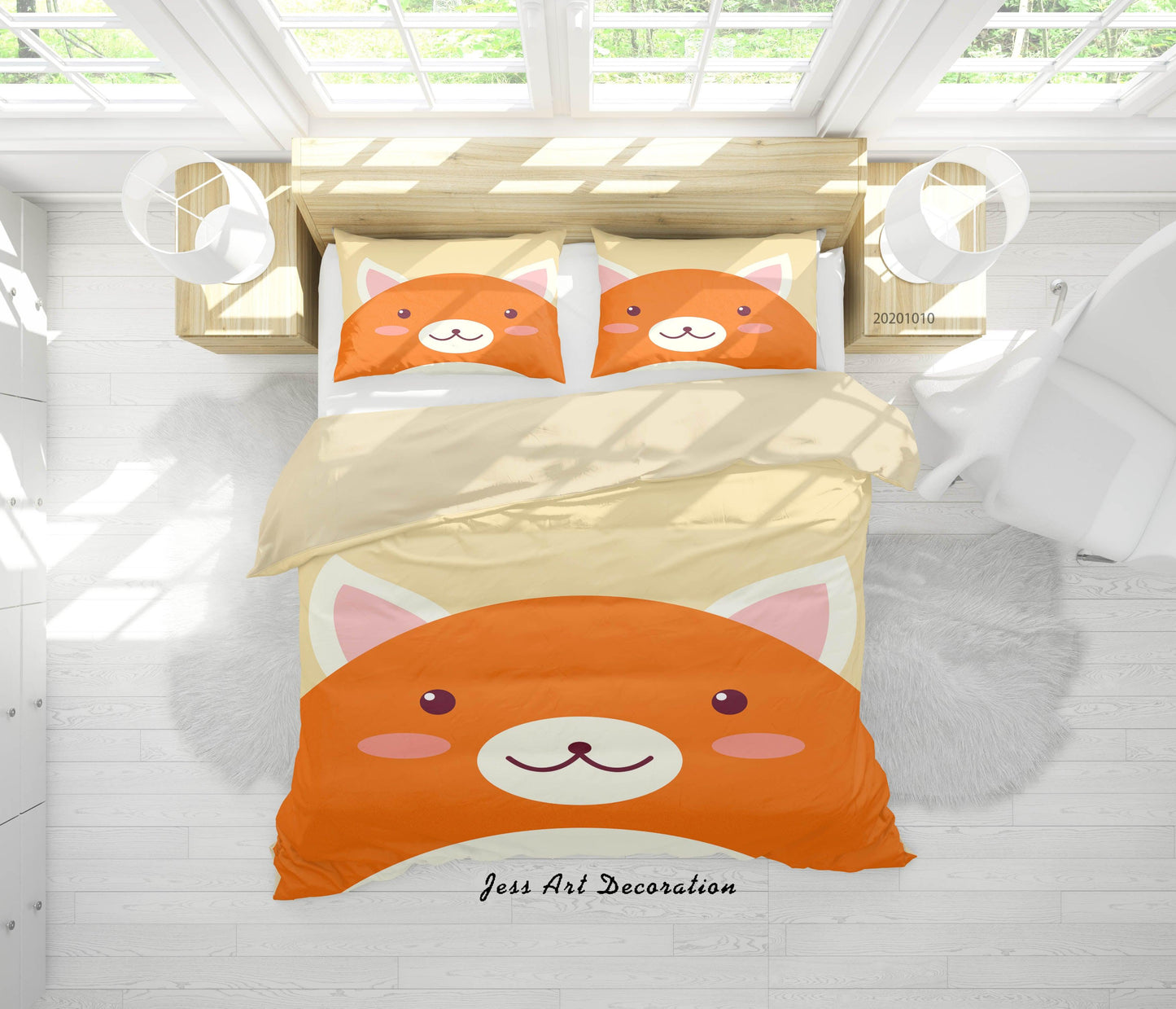 3D Cartoon Cute Animal Bear Quilt Cover Set Bedding Set Duvet Cover Pillowcases WJ 9533