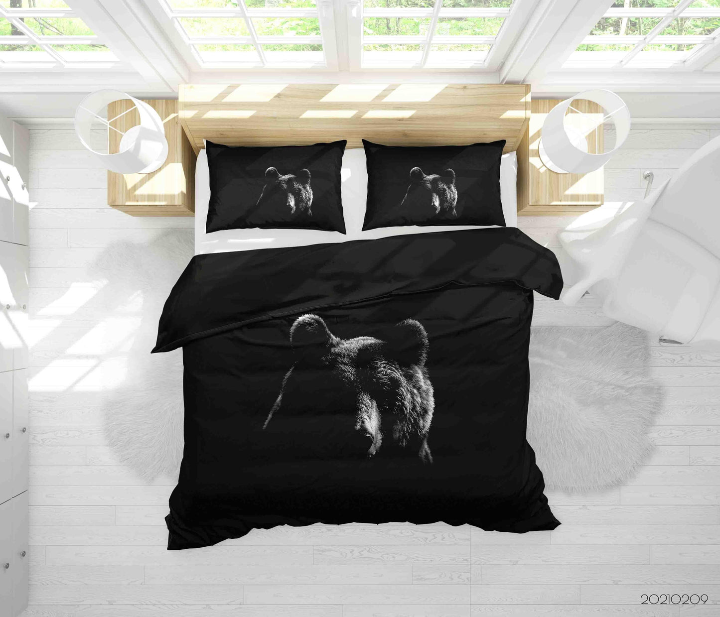 3D Animal Black Bear Quilt Cover Set Bedding Set Duvet Cover Pillowcases 289