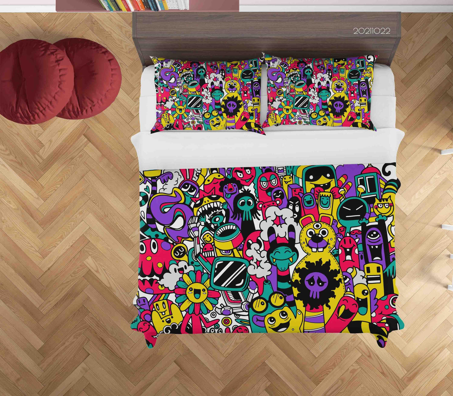 3D Abstract Color Monster Graffiti Quilt Cover Set Bedding Set Duvet Cover Pillowcases 21