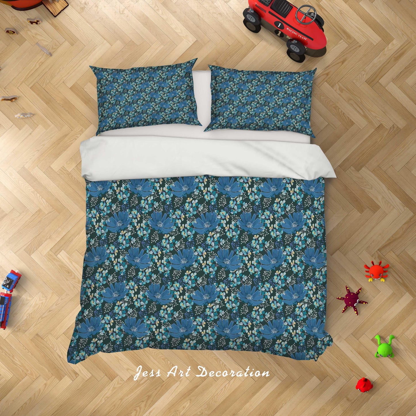 3D Blue Flower Pattern Quilt Cover Set Bedding Set Duvet Cover Pillowcases A041 LQH