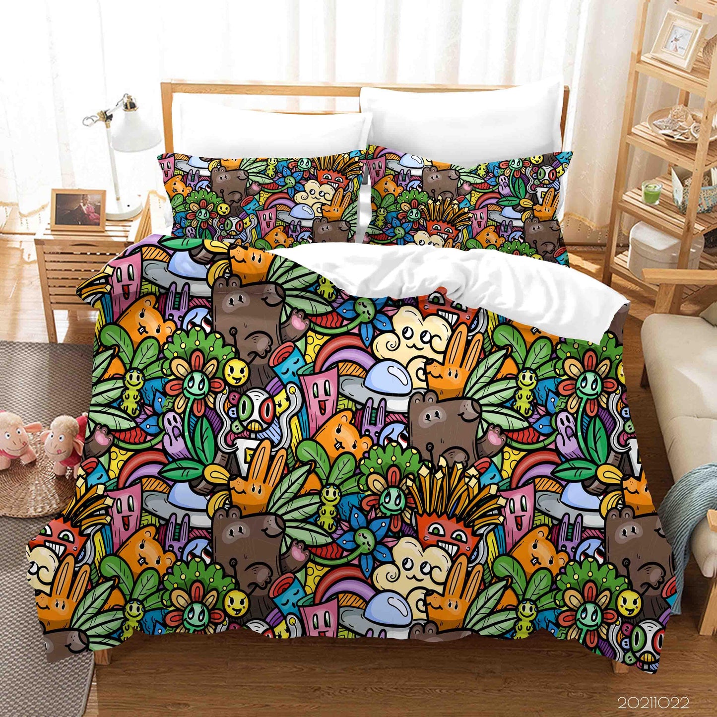 3D Abstract Monster Artistic Graffiti Quilt Cover Set Bedding Set Duvet Cover Pillowcases 73