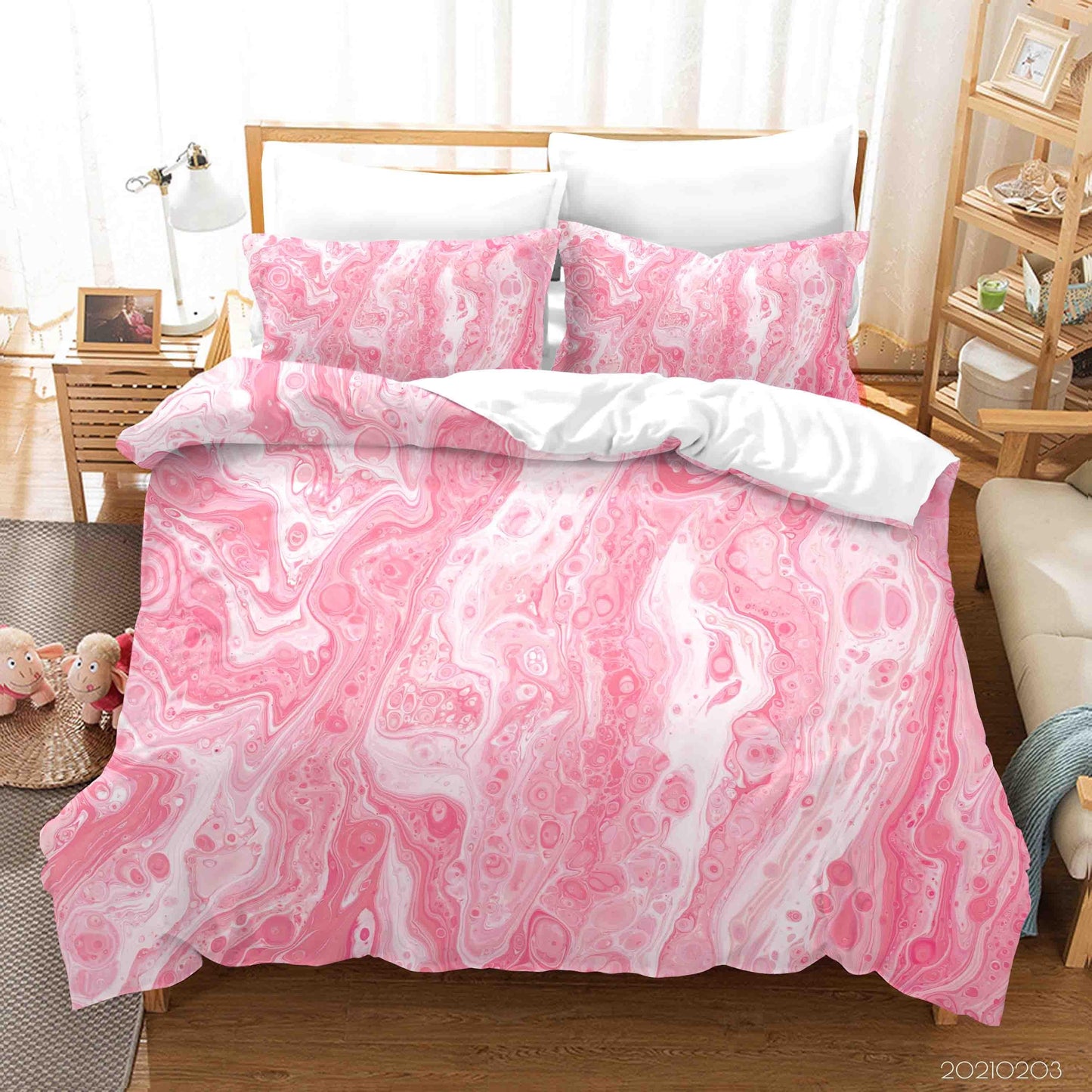 3D Abstract Pink Marble Texture Quilt Cover Set Bedding Set Duvet Cover Pillowcases 26