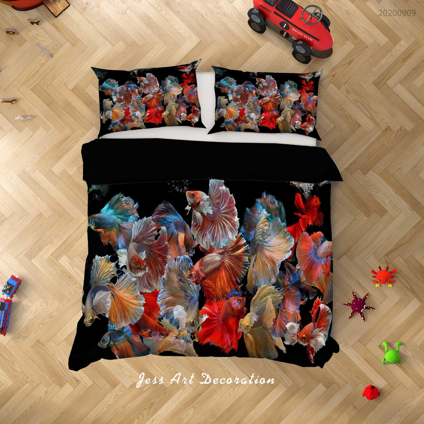 3D Action Beautiful Bettas Fishes Quilt Cover Set Bedding Set Duvet Cover Pillowcases WJ 1898