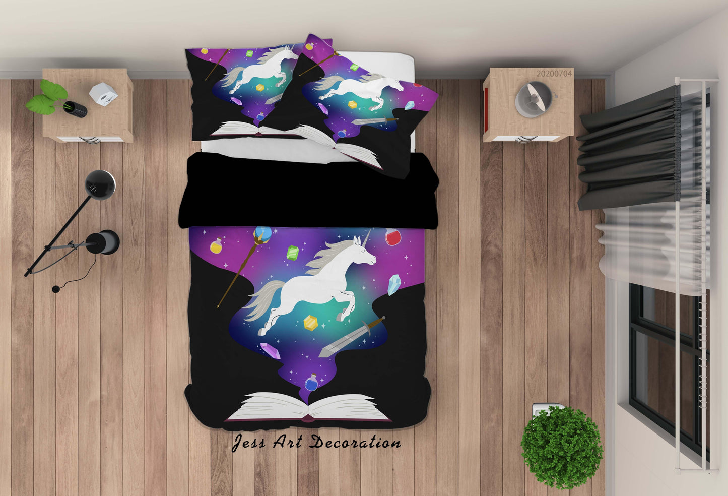 3D Books Unicorn Quilt Cover Set Bedding Set Duvet Cover Pillowcases SF171