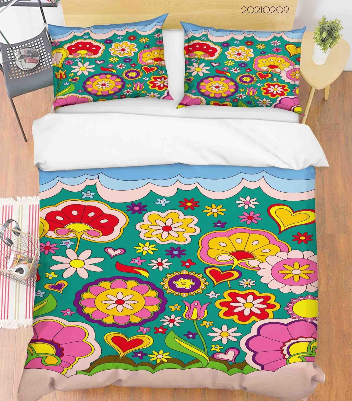3D Cartoon Color Floral Quilt Cover Set Bedding Set Duvet Cover Pillowcases 34