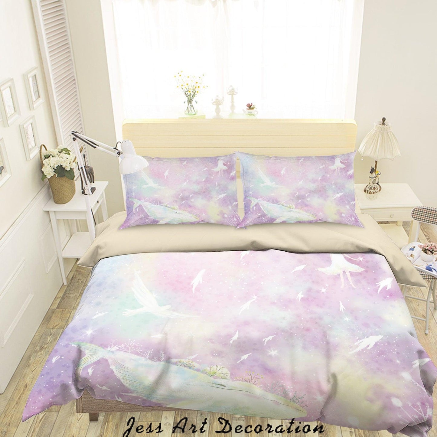 3D Cartoon Girl Purple Quilt Cover Set Bedding Set Duvet Cover Pillowcases A558 LQH