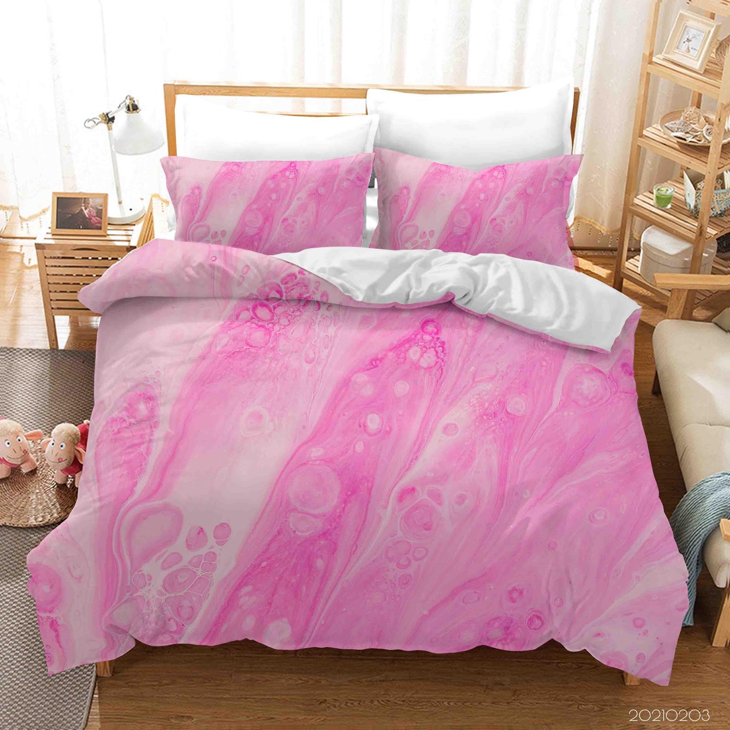 3D Abstract Pink Marble Texture Quilt Cover Set Bedding Set Duvet Cover Pillowcases 76