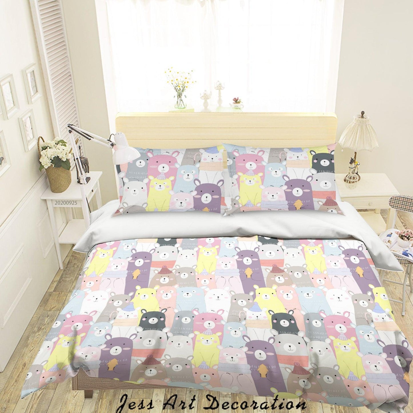 3D Cartoon Animal Bear Quilt Cover Set Bedding Set Duvet Cover Pillowcases WJ 6405