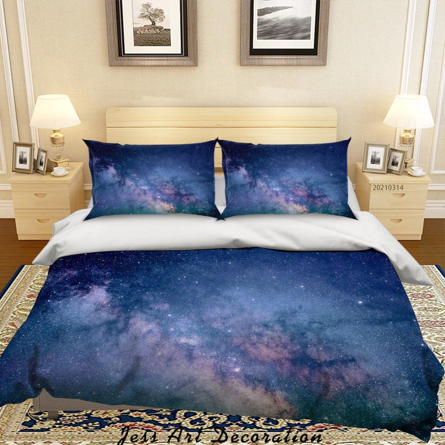 3D Blue Starry Sky Quilt Cover Set Bedding Set Duvet Cover Pillowcases 145
