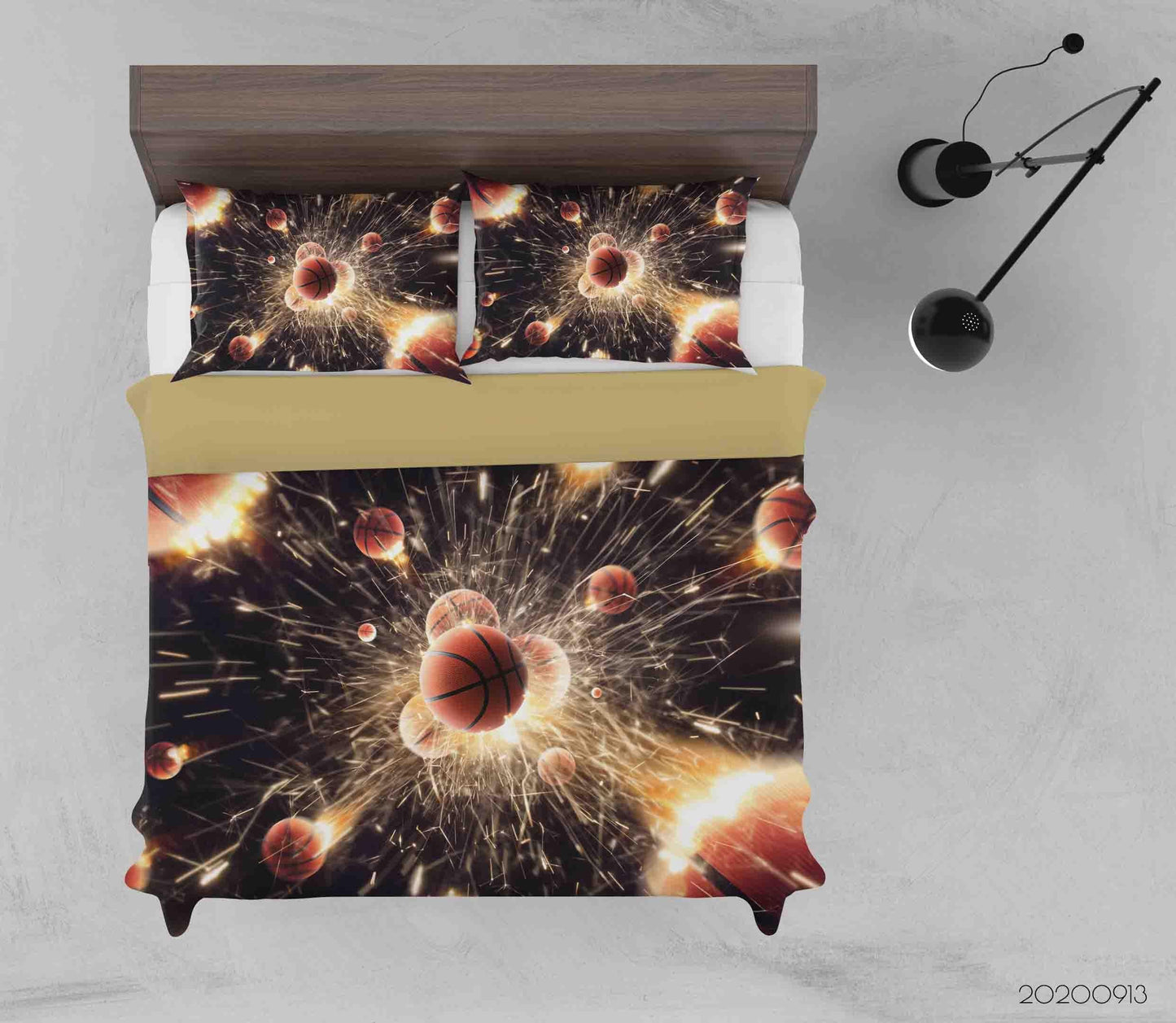 3D Basketball Fire Sparks Quilt Cover Set Bedding Set Duvet Cover Pillowcases WJ 1810