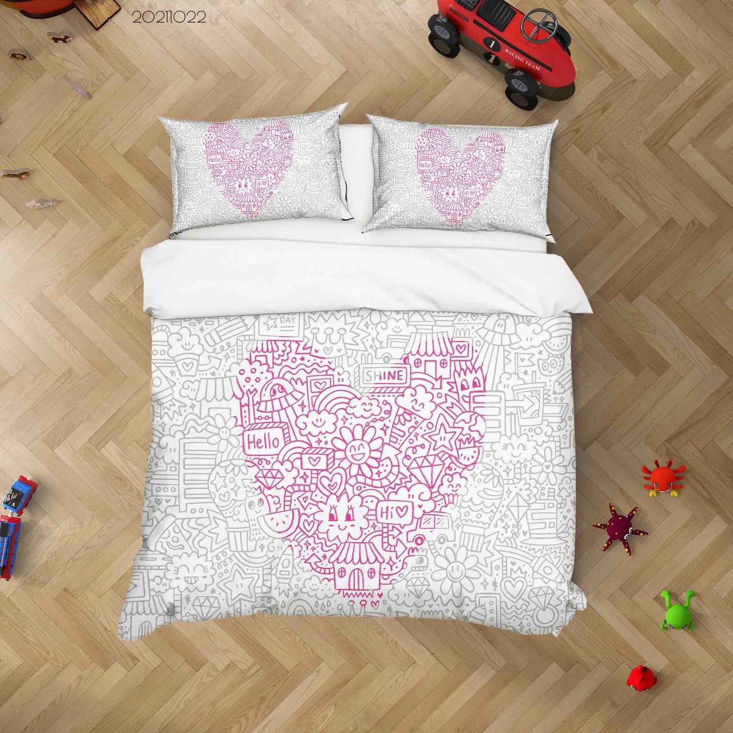 3D Cartoon Illustration Art Doodle Quilt Cover Set Bedding Set Duvet Cover Pillowcases 72