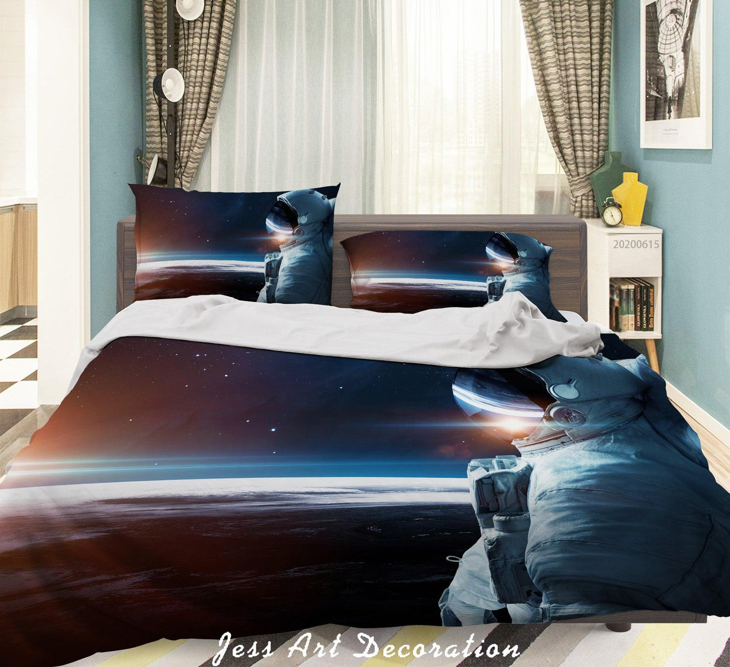 3D Astronaut Space Quilt Cover Set Bedding Set Duvet Cover Pillowcases SF01