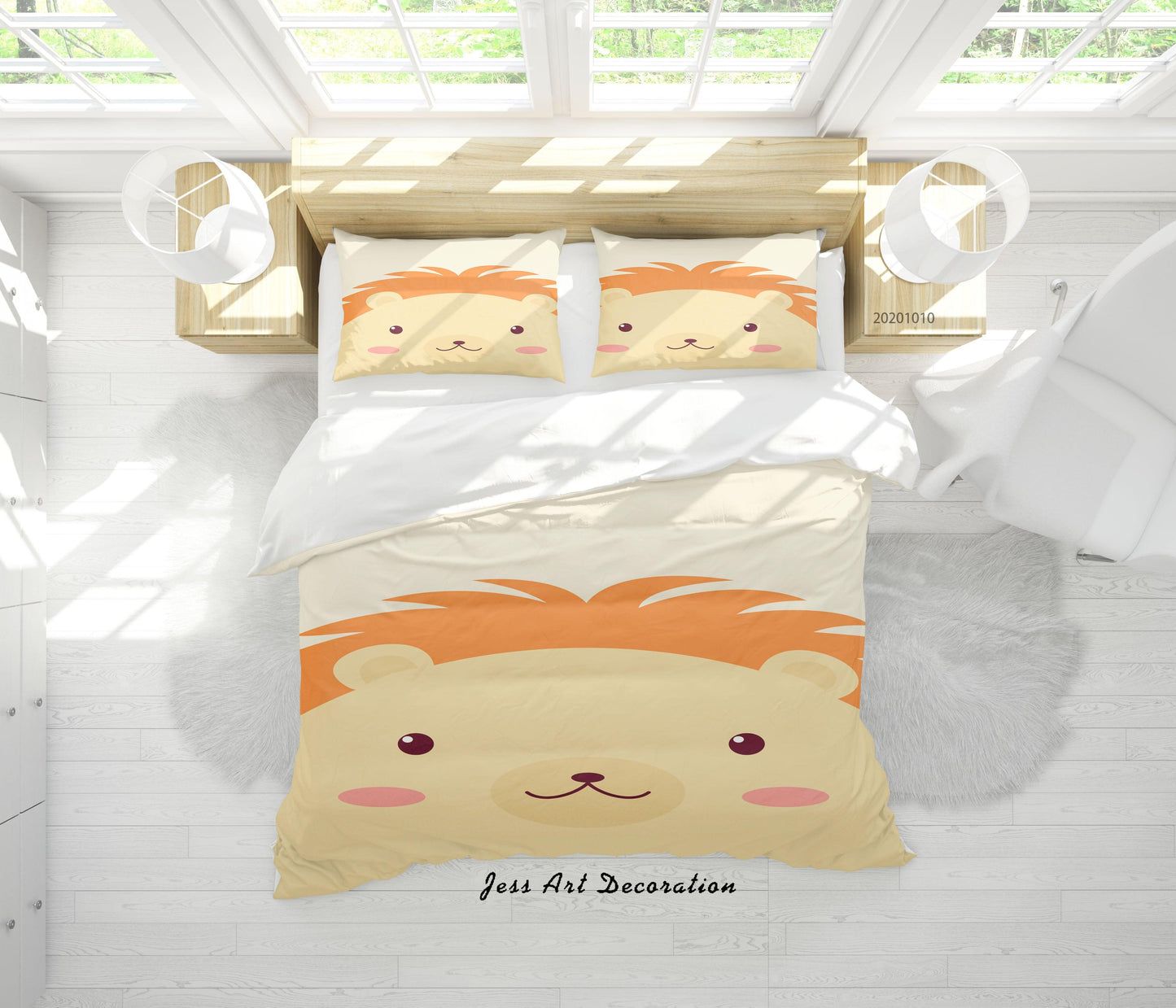 3D Cartoon Cute Animal Hedgehog Quilt Cover Set Bedding Set Duvet Cover Pillowcases WJ 9526