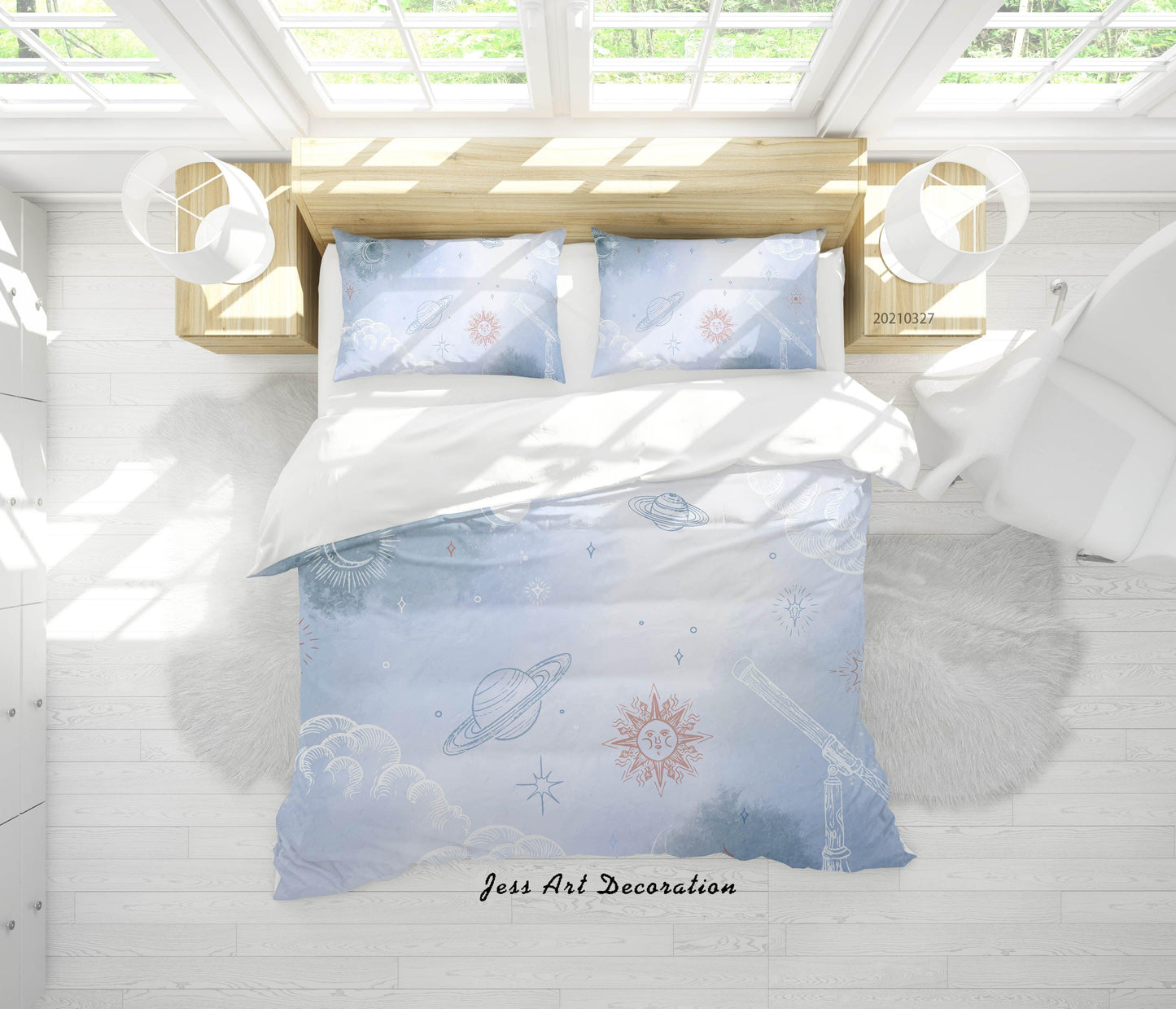 3D Blue Space Planet Quilt Cover Set Bedding Set Duvet Cover Pillowcases 316