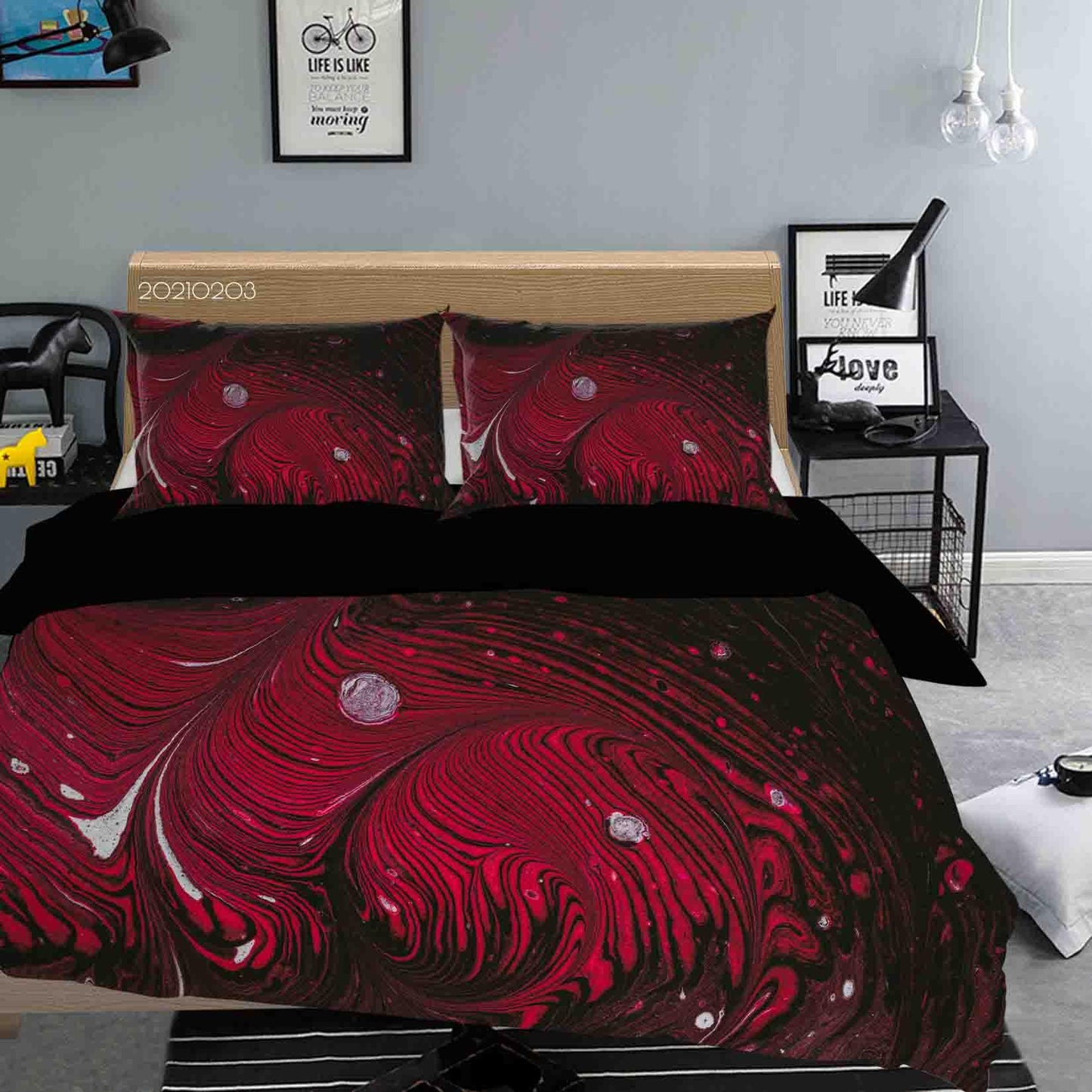 3D Abstract Red Marble Texture Quilt Cover Set Bedding Set Duvet Cover Pillowcases 59