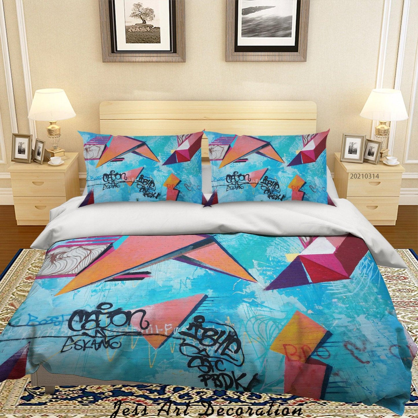 3D Abstract Colored Street Graffiti Quilt Cover Set Bedding Set Duvet Cover Pillowcases 152