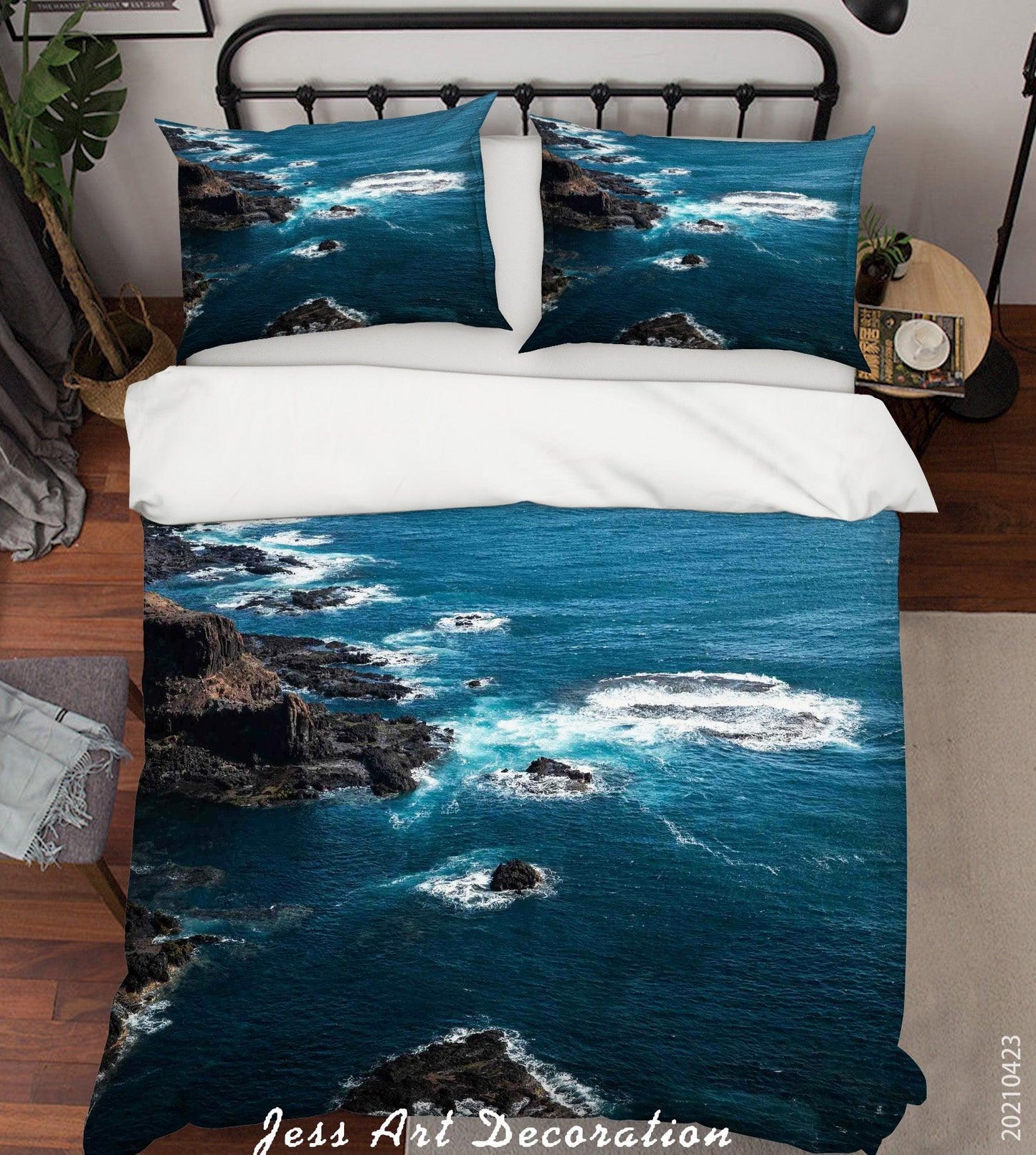 3D Blue Sea Rock Landscape Quilt Cover Set Bedding Set Duvet Cover Pillowcases 109