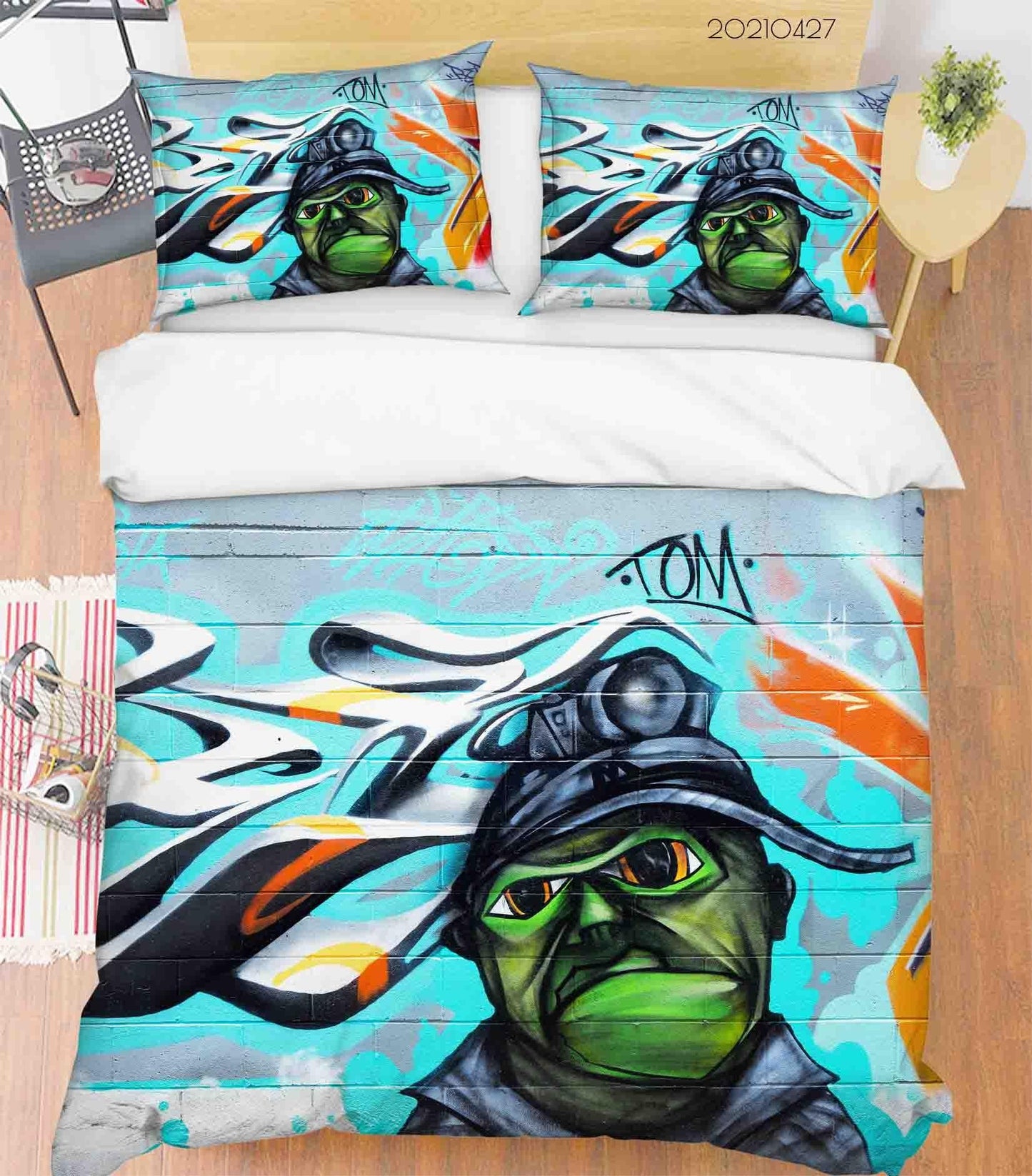 3D Abstract Colored Street Graffiti Quilt Cover Set Bedding Set Duvet Cover Pillowcases 114
