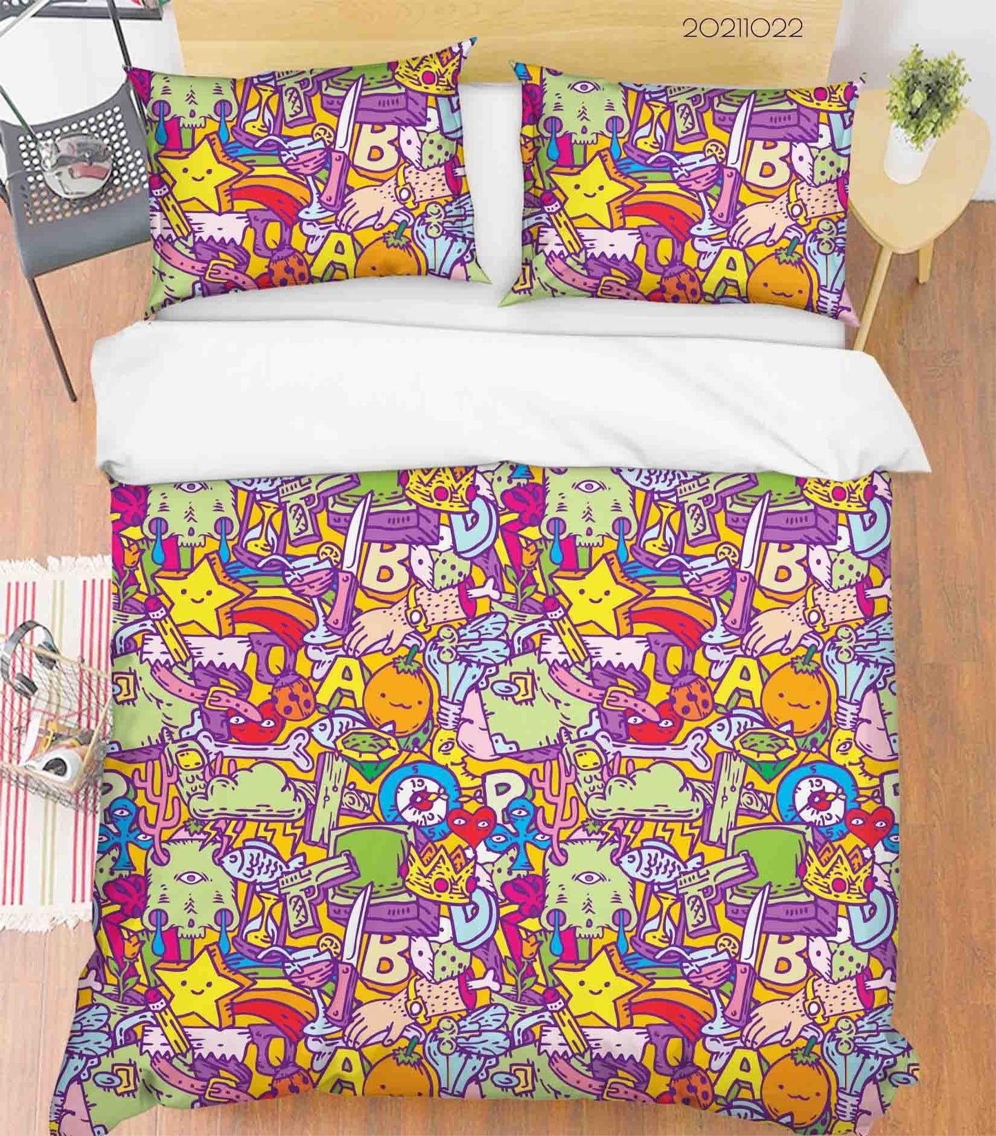 3D Abstract Color Art Graffiti Quilt Cover Set Bedding Set Duvet Cover Pillowcases 66